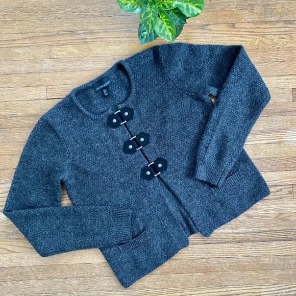 Cynthia Rowley Charcoal Gray Toggle Front Cardigan Sweater Size M - Picture 1 of 7